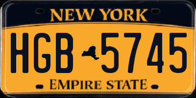 NY license plate HGB5745
