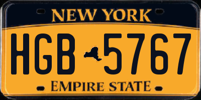 NY license plate HGB5767