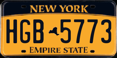 NY license plate HGB5773