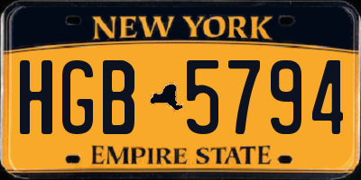 NY license plate HGB5794