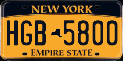 NY license plate HGB5800