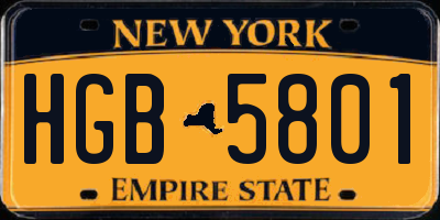 NY license plate HGB5801