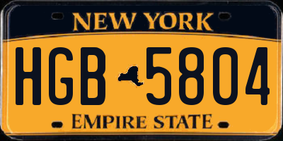 NY license plate HGB5804