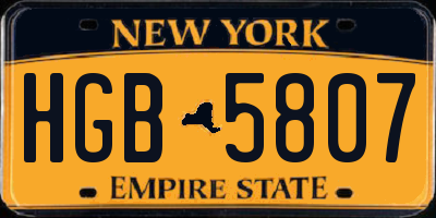 NY license plate HGB5807