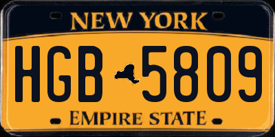 NY license plate HGB5809