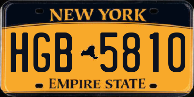 NY license plate HGB5810