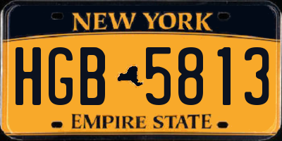 NY license plate HGB5813