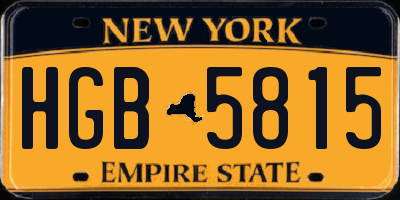 NY license plate HGB5815