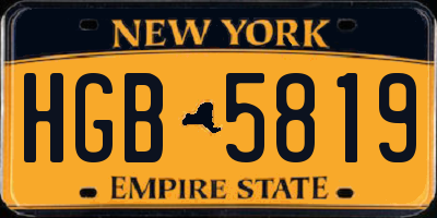 NY license plate HGB5819