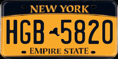 NY license plate HGB5820