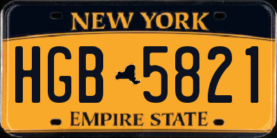 NY license plate HGB5821