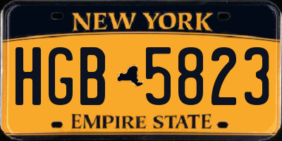 NY license plate HGB5823