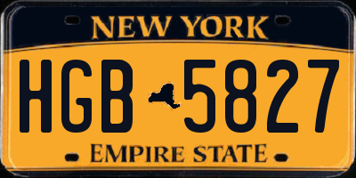 NY license plate HGB5827