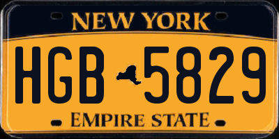 NY license plate HGB5829