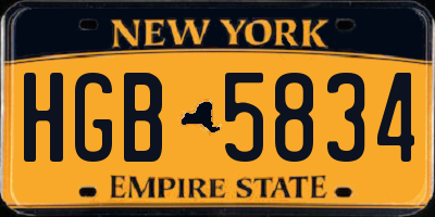NY license plate HGB5834