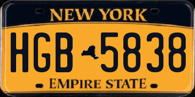NY license plate HGB5838