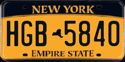 NY license plate HGB5840