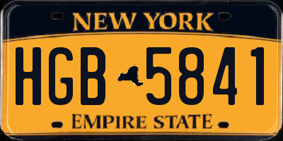 NY license plate HGB5841