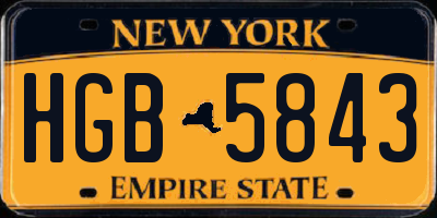 NY license plate HGB5843