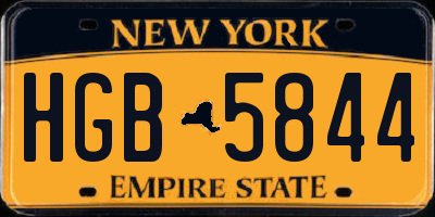 NY license plate HGB5844