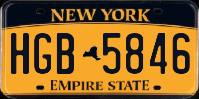 NY license plate HGB5846