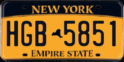 NY license plate HGB5851