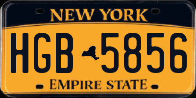 NY license plate HGB5856