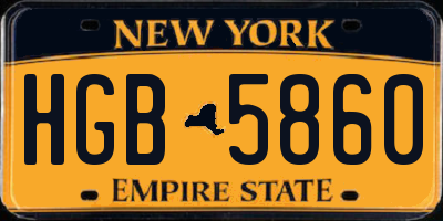 NY license plate HGB5860