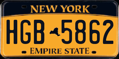 NY license plate HGB5862