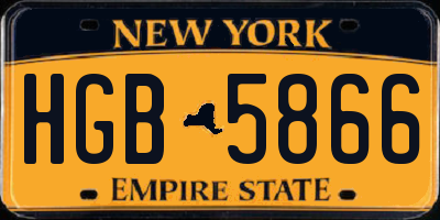 NY license plate HGB5866