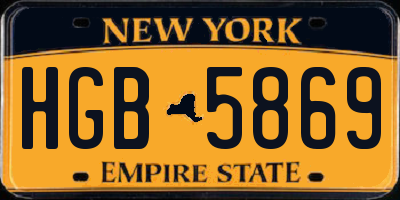 NY license plate HGB5869