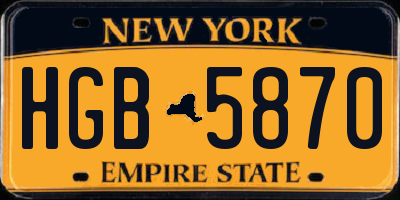 NY license plate HGB5870