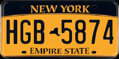 NY license plate HGB5874