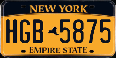 NY license plate HGB5875