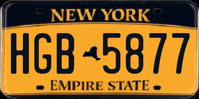 NY license plate HGB5877