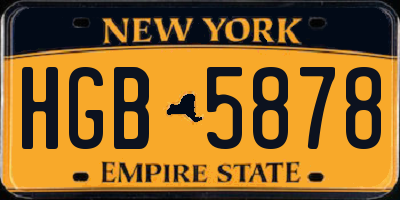 NY license plate HGB5878