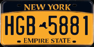 NY license plate HGB5881
