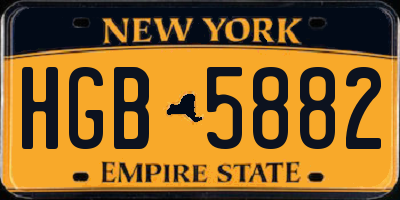 NY license plate HGB5882