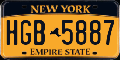 NY license plate HGB5887