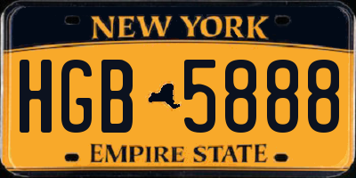 NY license plate HGB5888