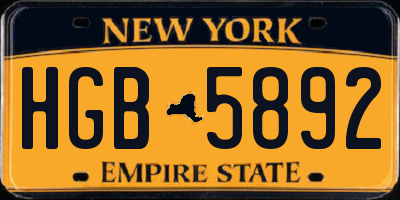 NY license plate HGB5892