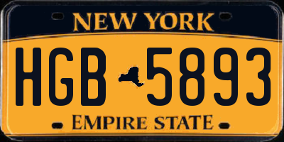 NY license plate HGB5893