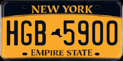 NY license plate HGB5900