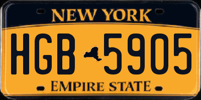 NY license plate HGB5905