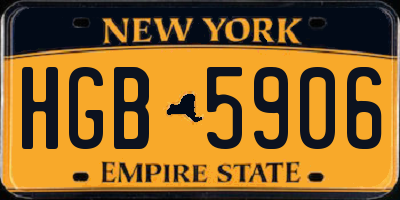 NY license plate HGB5906