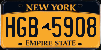 NY license plate HGB5908