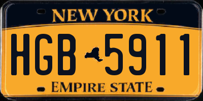 NY license plate HGB5911