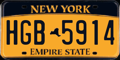 NY license plate HGB5914