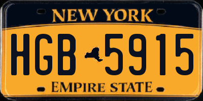 NY license plate HGB5915