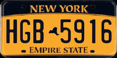 NY license plate HGB5916